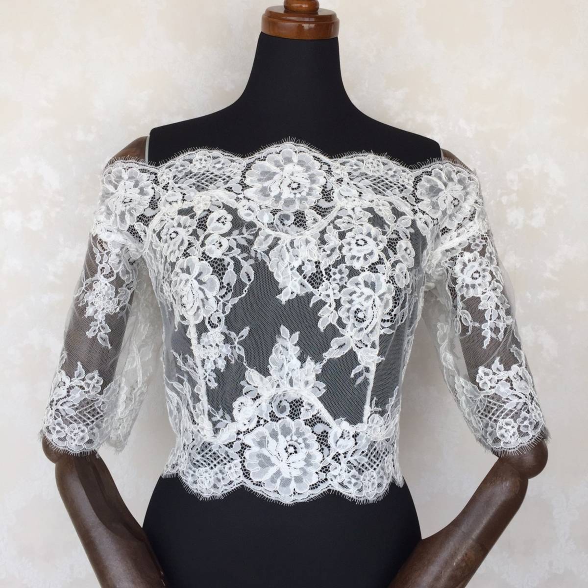 繊細レースオフショルダーボレロ 【結婚式 ドレス小物 レンタル】