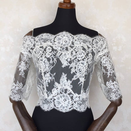 繊細レースオフショルダーボレロ 【結婚式 ドレス小物 レンタル】