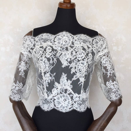 繊細レースオフショルダーボレロ 【結婚式 ドレス小物 レンタル】