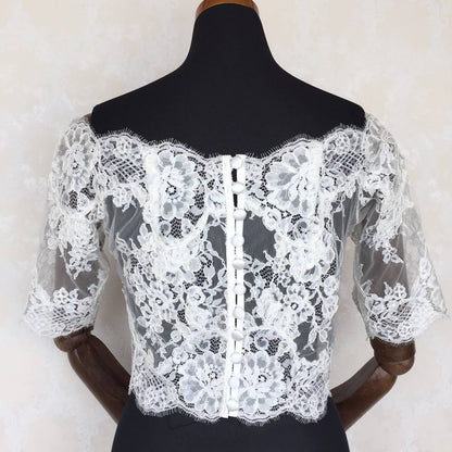 繊細レースオフショルダーボレロ 【結婚式 ドレス小物 レンタル】