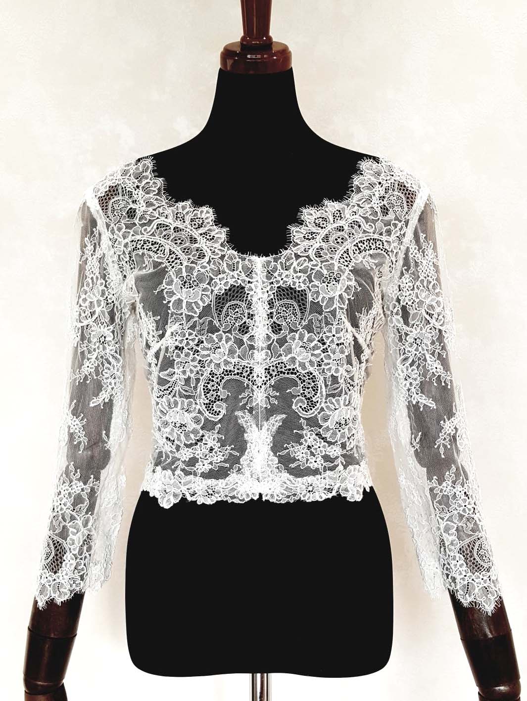 8分袖Vネックレースボレロ 【結婚式 ドレス小物 レンタル】