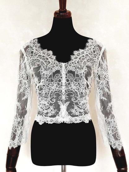 8分袖Vネックレースボレロ 【結婚式 ドレス小物 レンタル】