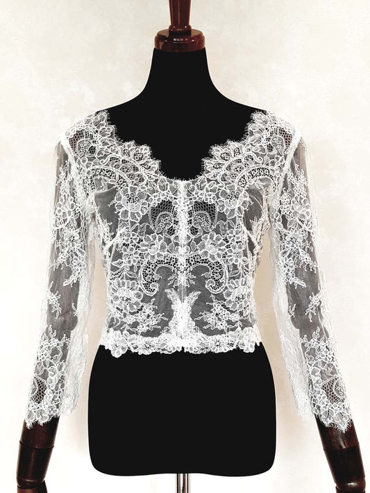 8分袖Vネックレースボレロ 【結婚式 ドレス小物 レンタル】
