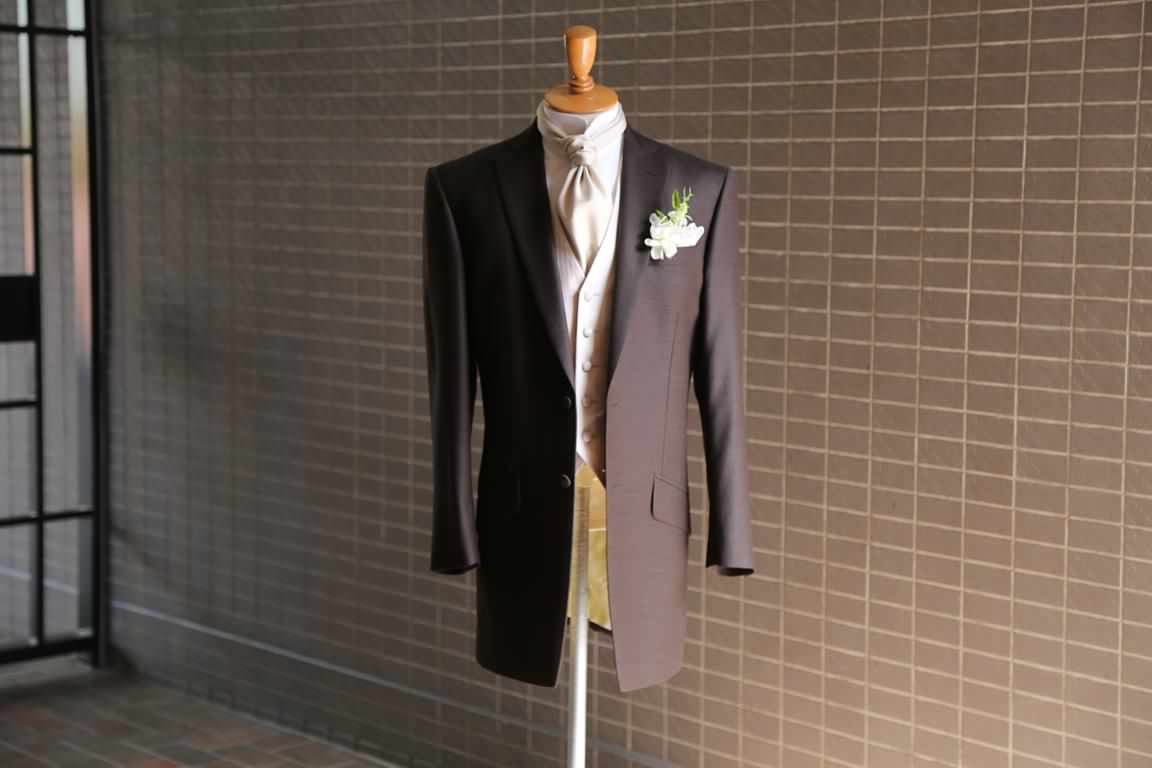 ABL クラレナの 専用タイ付 パープルブラウン フロックコート ABL (MMm1141) 【タキシード】 フォーマル フロックコート 【結婚式 タキシード オーダーメイド