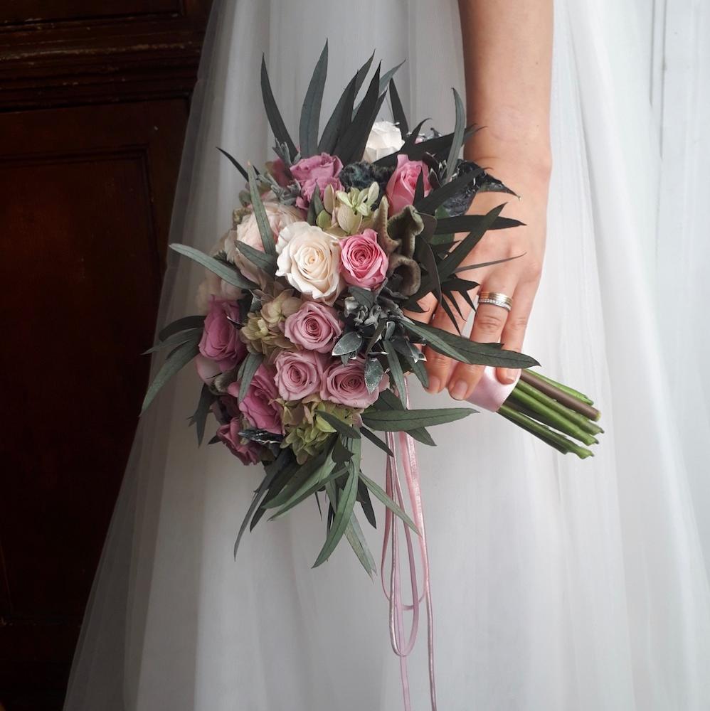 【プリザーブド】ラウンドブーケ(ラベンダーピンク) 【結婚式 フラワー ドライフラワー ブーケ ブートニア】