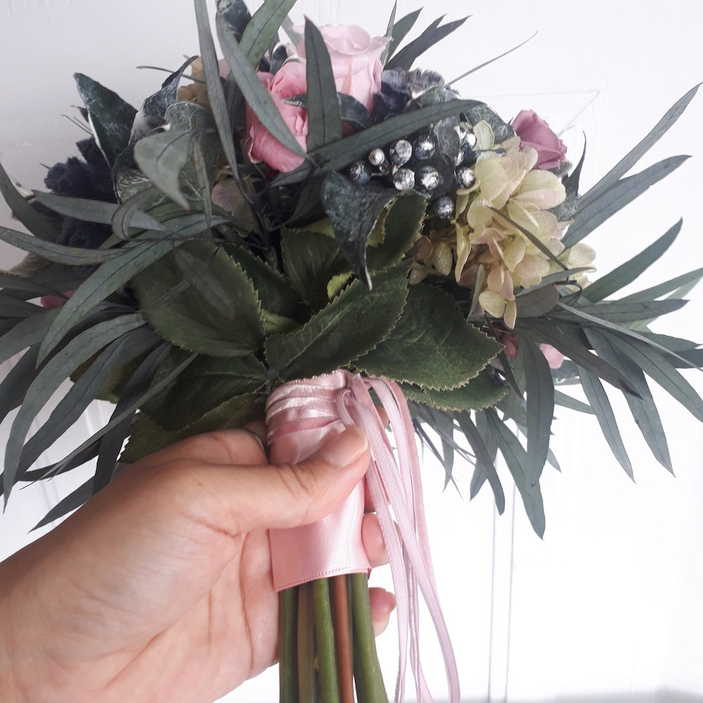 【プリザーブド】ラウンドブーケ(ラベンダーピンク) 【結婚式 フラワー ドライフラワー ブーケ ブートニア】