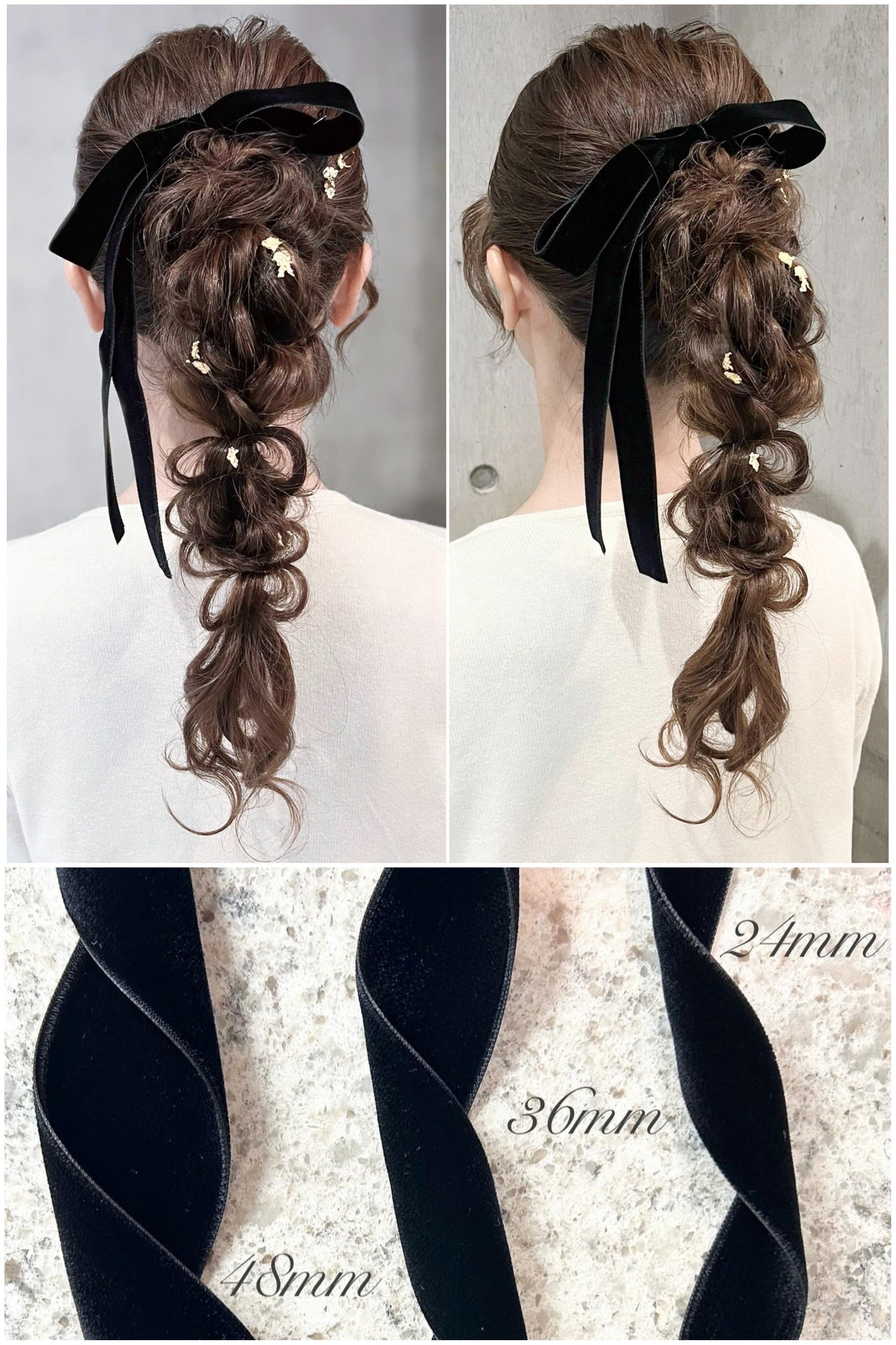 ダブルフェイスベルベットリボン ベロアリボン 24mm/36mm/48mm ≪BR-01≫【結婚式　ヘアアクセサリー】