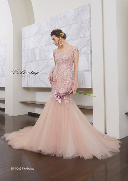 BRI0065 pinkbeige【結婚式 カラードレス レンタル】