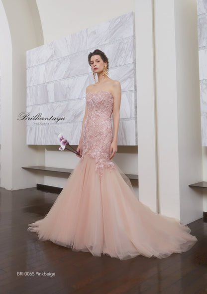 BRI0065 pinkbeige【結婚式 カラードレス レンタル】