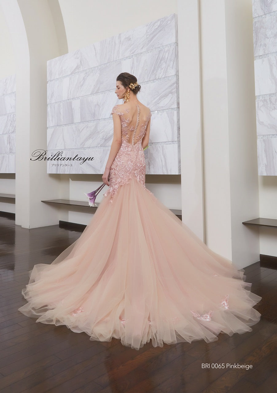 BRI0065 pinkbeige【結婚式 カラードレス レンタル】