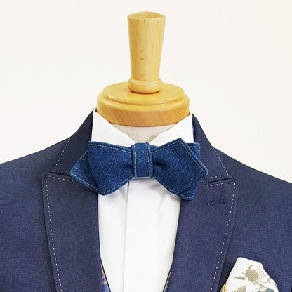 【デニム蝶ネクタイ/マリンブルー】ROBE DE SETOUCHI 12882 【結婚式 蝶ネクタイ】