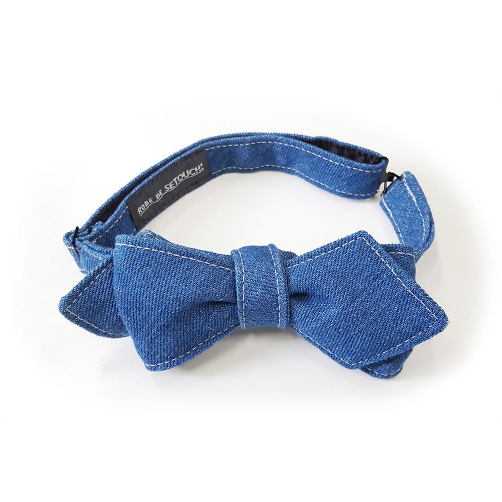 【デニム蝶ネクタイ/マリンブルー】ROBE DE SETOUCHI 12882 【結婚式 蝶ネクタイ】