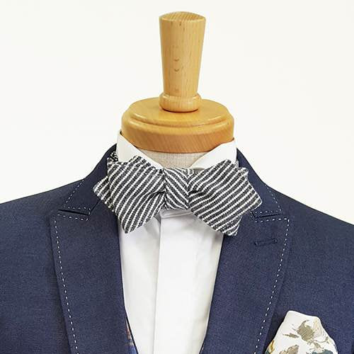 【デニム蝶ネクタイ/ヒッコリー】ROBE DE SETOUCHI 12883 【結婚式 蝶ネクタイ】