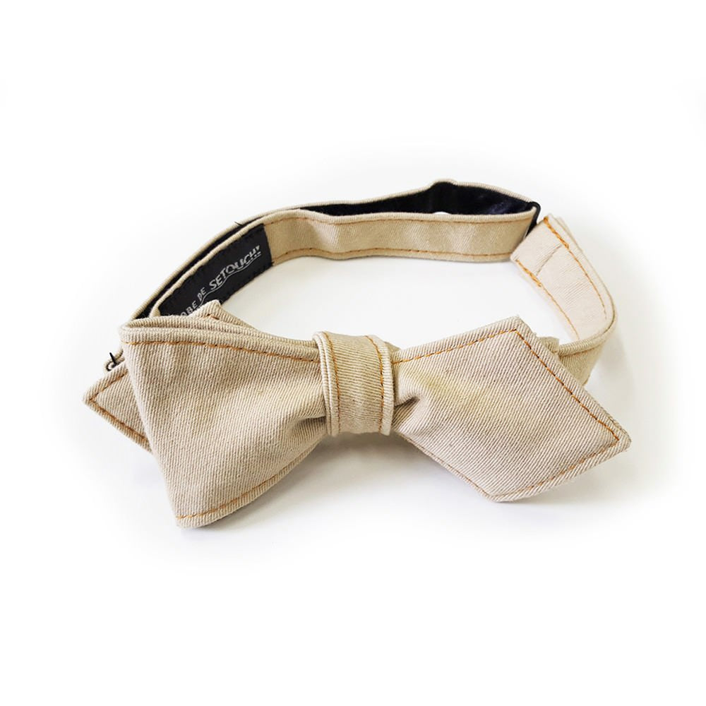 【デニム蝶ネクタイ/ベージュ】ROBE DE SETOUCHI 12884 【結婚式 蝶ネクタイ】