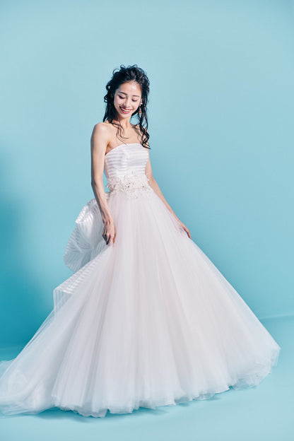 Chiara キアーラ【 ウエディングドレス レンタル】Aライン チュール シルクサテン ドレス 【結婚式】