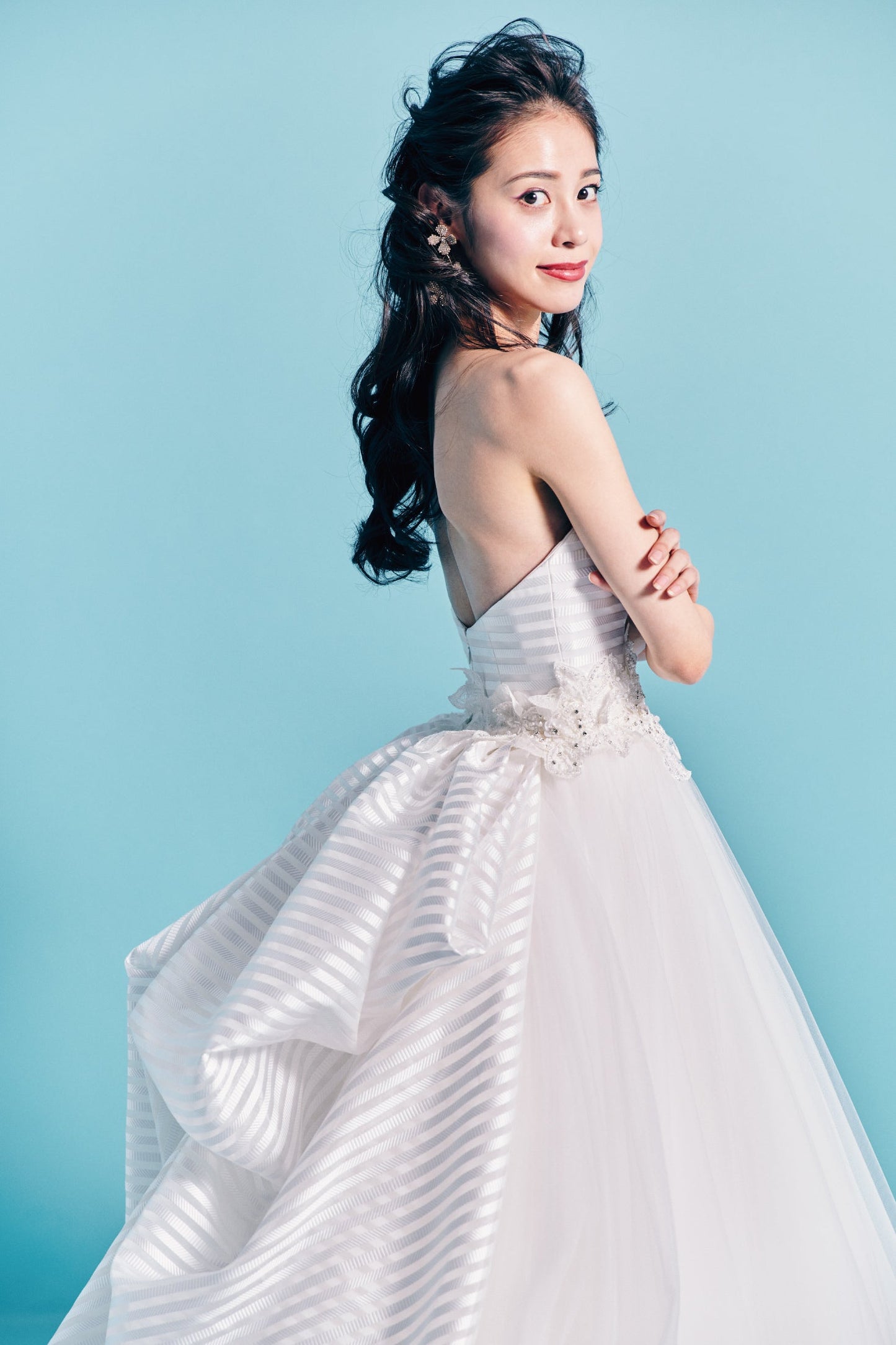 Chiara キアーラ【 ウエディングドレス レンタル】Aライン チュール シルクサテン ドレス 【結婚式】