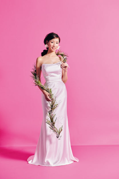 Fiorina フィオリーナ【 ウエディングドレス レンタル 】Aライン スレンダー2wayドレスフラワーレース 【結婚式】