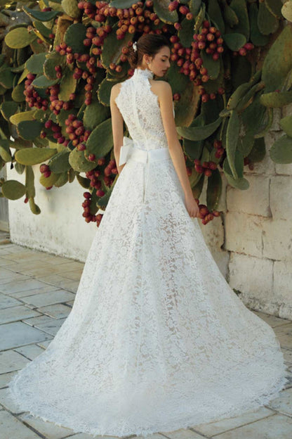 Gema ジェマ【ウエディングドレス レンタル】総レース アメリカンスリーブ Aライン 【結婚式】