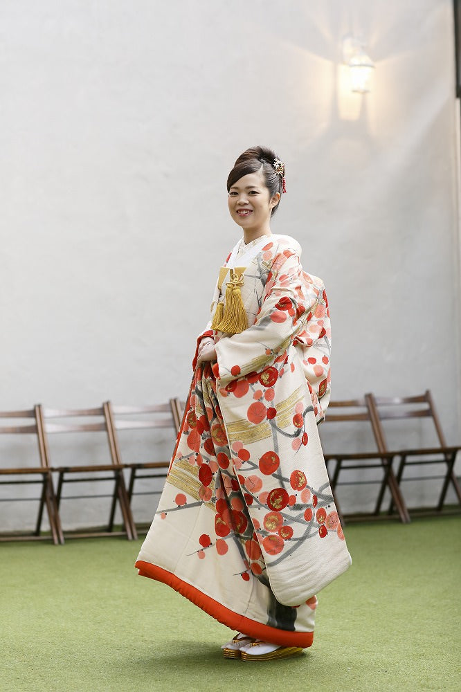 梅花の寿ぎ:着付け1点(お引上げ込) 【結婚式 和装 色打掛 レンタル】