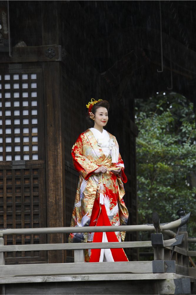 鶴の宴:着付け1点(お引上げ込) 【結婚式 和装 色打掛 レンタル】