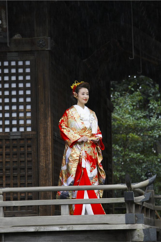 鶴の宴:着付け1点(お引上げ込) 【結婚式 和装 色打掛 レンタル】