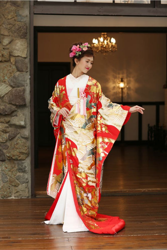 鶴真砂:着付け1点(お引上げ込) 【結婚式 和装 色打掛 レンタル】