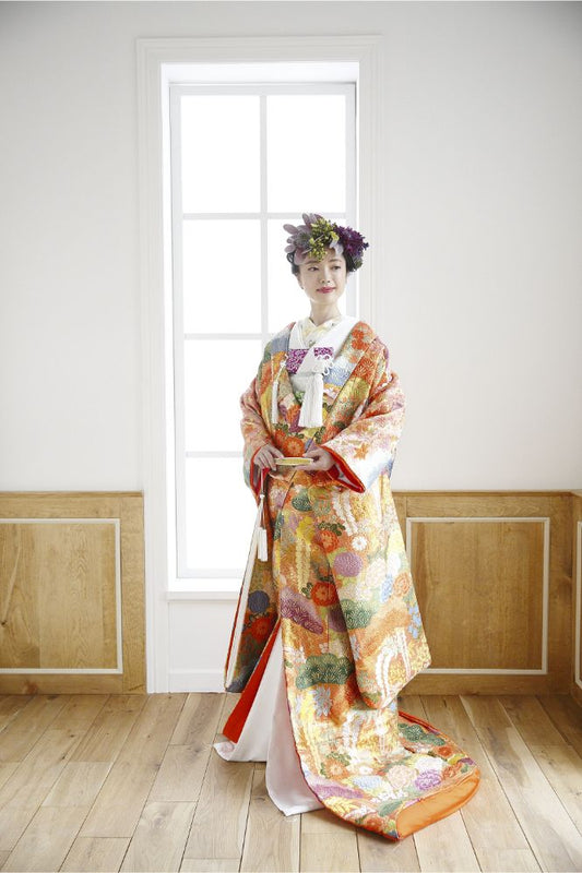 百花繚乱:着付け1点(お引上げ込) 【結婚式 和装 色打掛 レンタル】