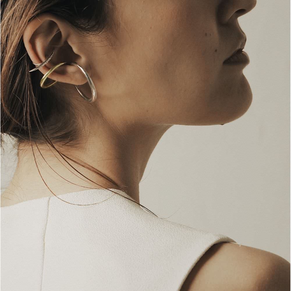 Thin Curve Earcuff Crystal Gold/ブライダルアクセサリー 【結婚式 ピアス イヤリング】