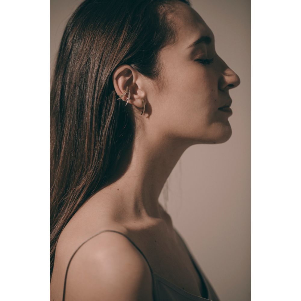 Thin Curve Earcuff Crystal Silver/ブライダルアクセサリー 【結婚式 ピアス イヤリング】