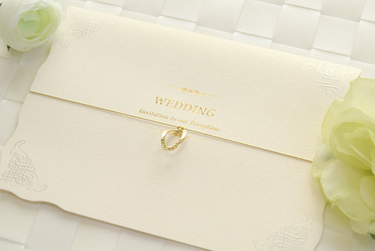 【結婚式 招待状セット】ウエディングチャーム パール (印刷込み)【結婚式 ペーパー 招待状】