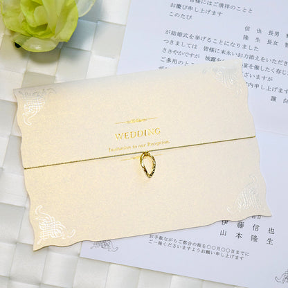 【結婚式 招待状セット】ウエディングチャーム パール (印刷込み)【結婚式 ペーパー 招待状】