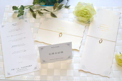 【結婚式 招待状セット】ウエディングチャーム パール (印刷込み)【結婚式 ペーパー 招待状】