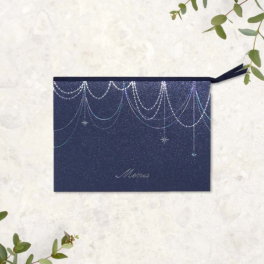メニュー 「 ルミエール ネイビー 」 手作りキット | 結婚式 パーティー【結婚式 ペーパー メニュー表】