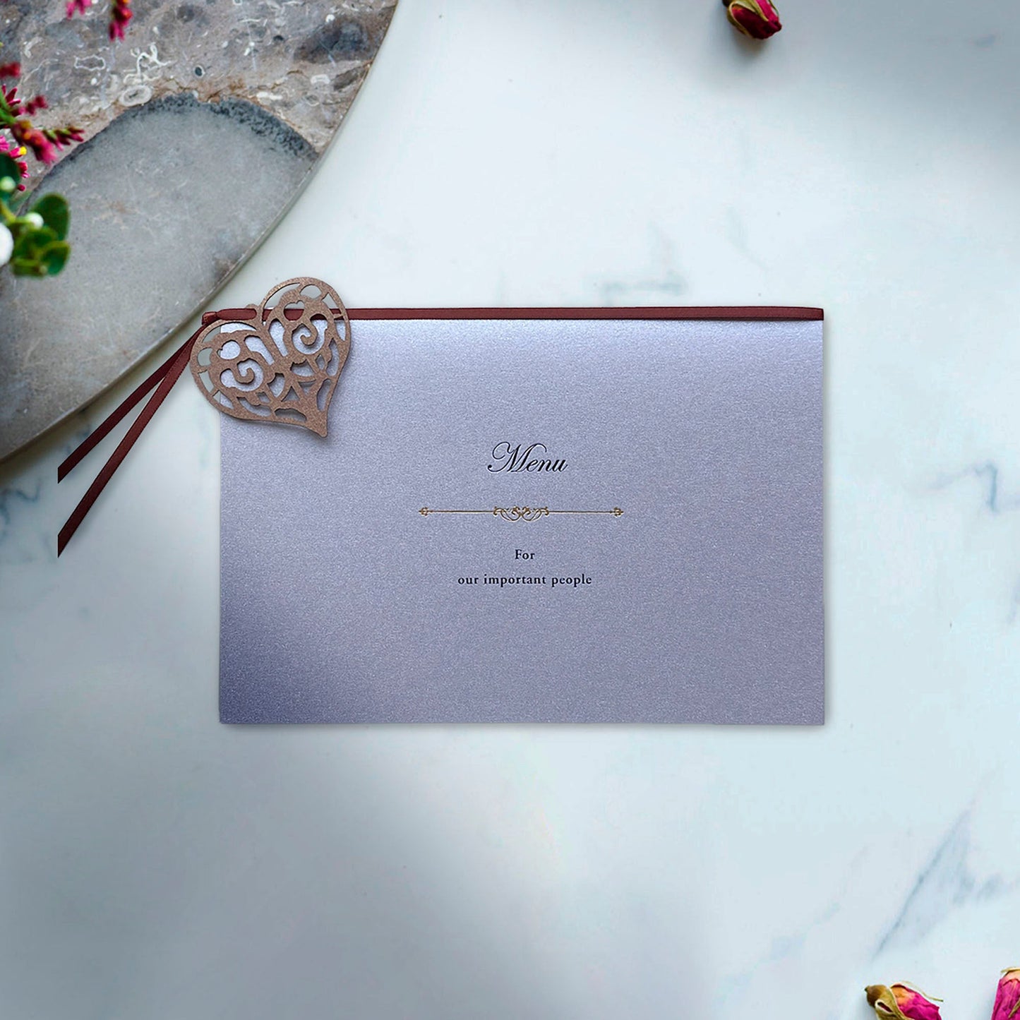 メニュー 「 サンタムール シルバー 」 手作りキット | 結婚式 パーティー【結婚式 ペーパー メニュー表】