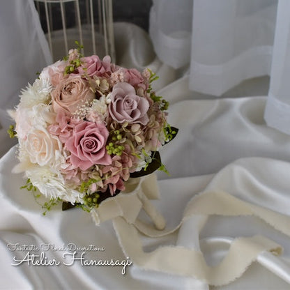 ウエディングブーケ ドリームパフ プリザーブドフラワー【結婚式 フラワー ブーケ ブートニア】