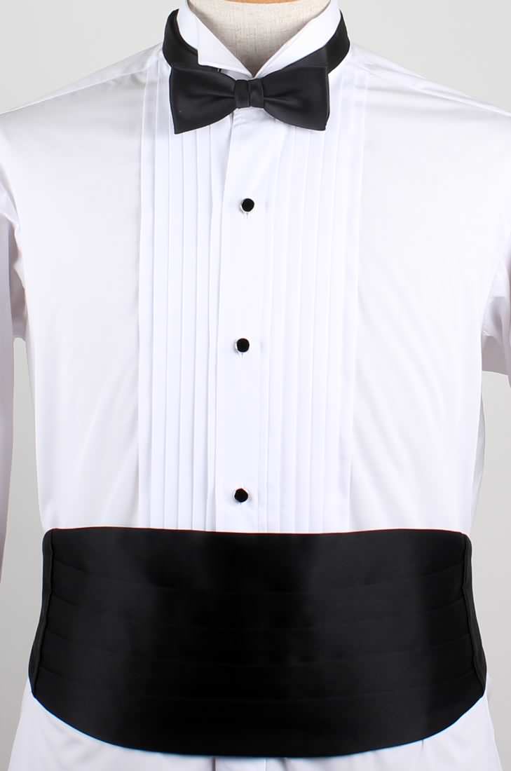 高級素材 拝絹地 を使用 上質な 蝶ネクタイ & カマーバンド セット ブラック 【結婚式 蝶ネクタイ】