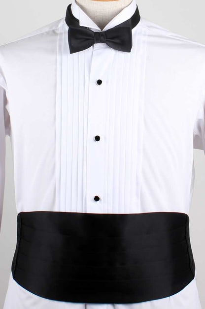 高級素材 拝絹地 を使用 上質な 蝶ネクタイ & カマーバンド セット ブラック 【結婚式 蝶ネクタイ】