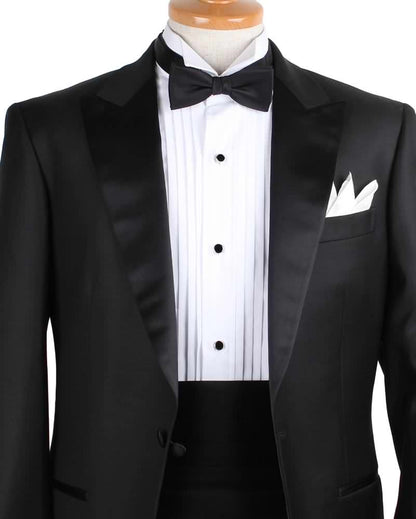 高級素材 拝絹地 を使用 上質な 蝶ネクタイ & カマーバンド セット ブラック 【結婚式 蝶ネクタイ】