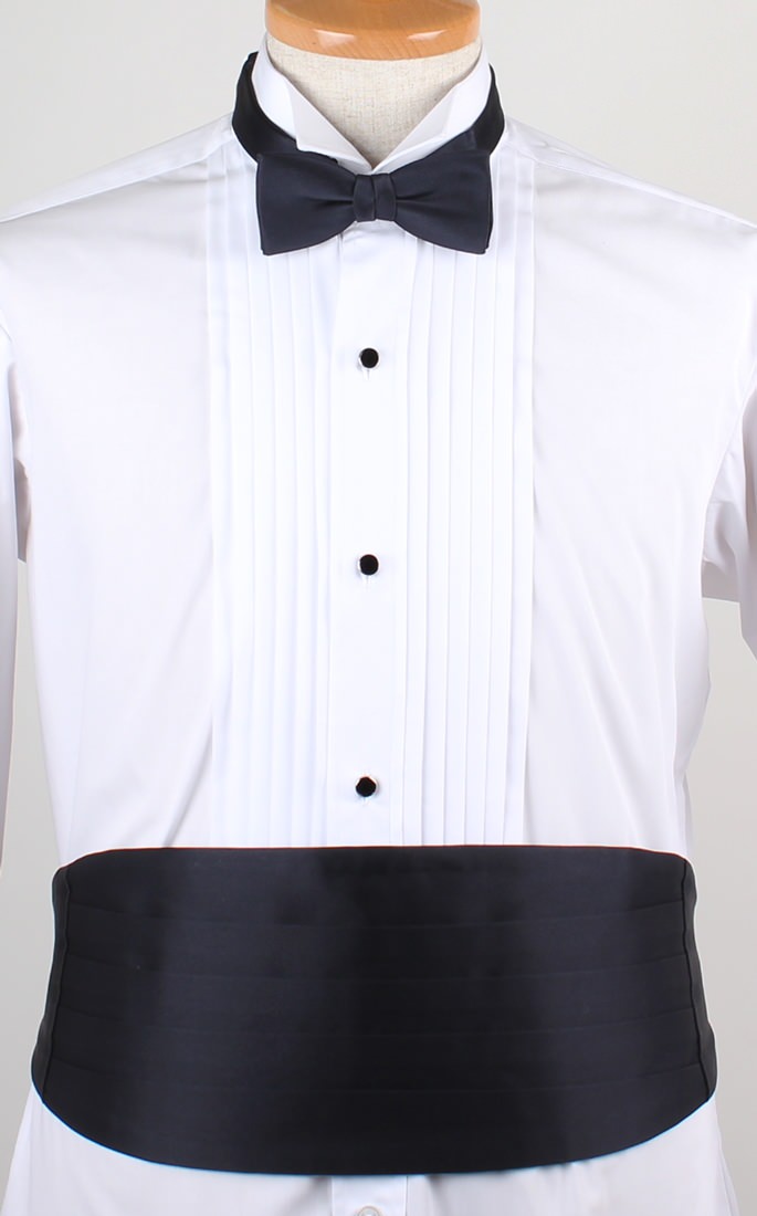 高級素材 拝絹地 を使用 上質な 蝶ネクタイ & カマーバンド セット ネイビー 【結婚式 蝶ネクタイ】