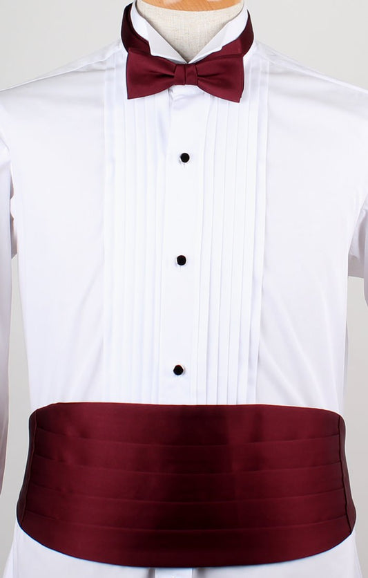 高級素材 拝絹地 を使用 上質な 蝶ネクタイ & カマーバンド セット ワイン 【結婚式 蝶ネクタイ】