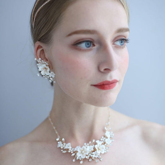 ネックレス×イヤリングセット ~ブライダルネックレス~ ≪CNE-01≫ 【結婚式 アクセサリーセット】