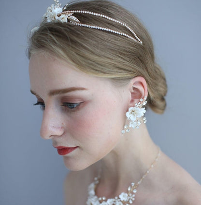 ネックレス×イヤリングセット ~ブライダルネックレス~ ≪CNE-01≫ 【結婚式 アクセサリーセット】