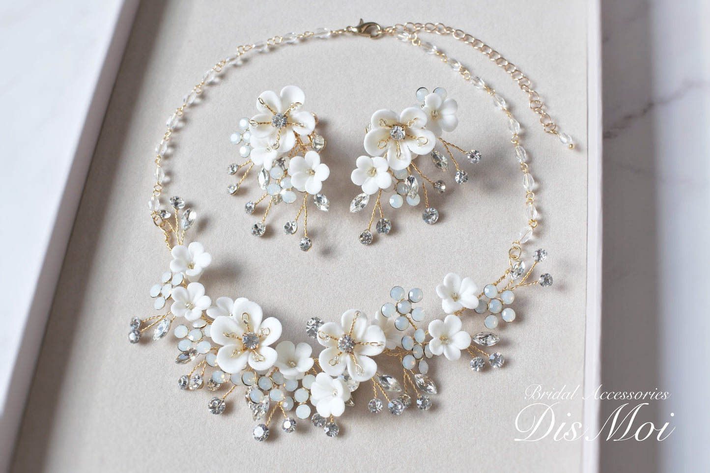 ネックレス×イヤリングセット ~ブライダルネックレス~ ≪CNE-01≫ 【結婚式 アクセサリーセット】