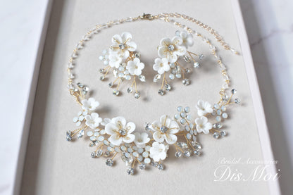 ネックレス×イヤリングセット ~ブライダルネックレス~ ≪CNE-01≫ 【結婚式 アクセサリーセット】