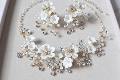 ネックレス×イヤリングセット ~ブライダルネックレス~ ≪CNE-01≫ 【結婚式 アクセサリーセット】