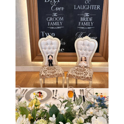 【似顔絵代行】結いぐるみ 新郎新婦2人と名前入りウェディング台座セット【結婚式 ギフト 両親プレゼント ぬいぐるみ】