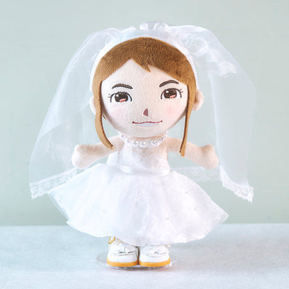 【似顔絵代行】結いぐるみ 新郎新婦2人と名前入りウェディング台座セット【結婚式 ギフト 両親プレゼント ぬいぐるみ】