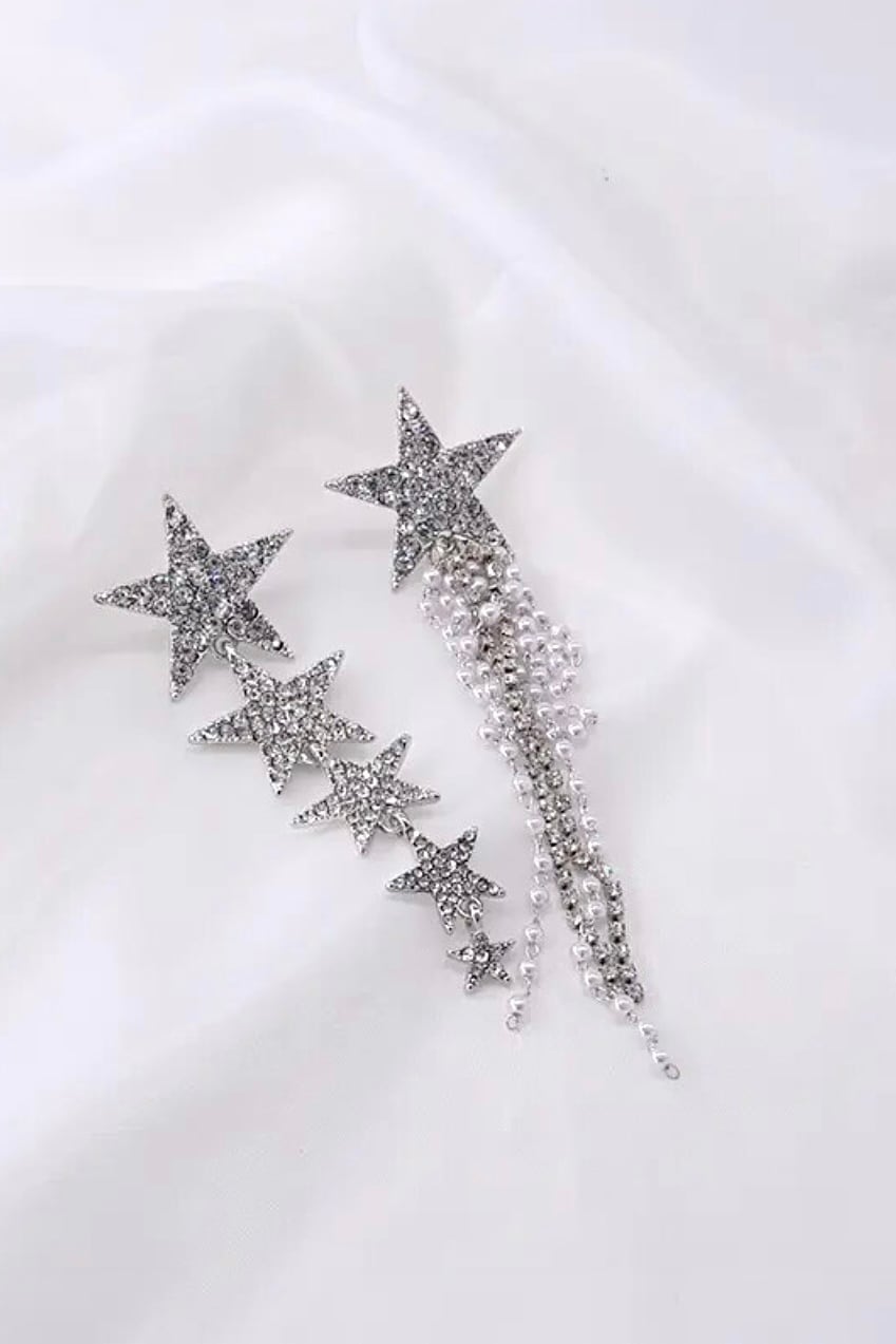 【イヤリングコンバーター対応】クリスタルスターピアス ~ブライダルピアス~ ≪CP-16≫【結婚式 ピアス イヤリング】