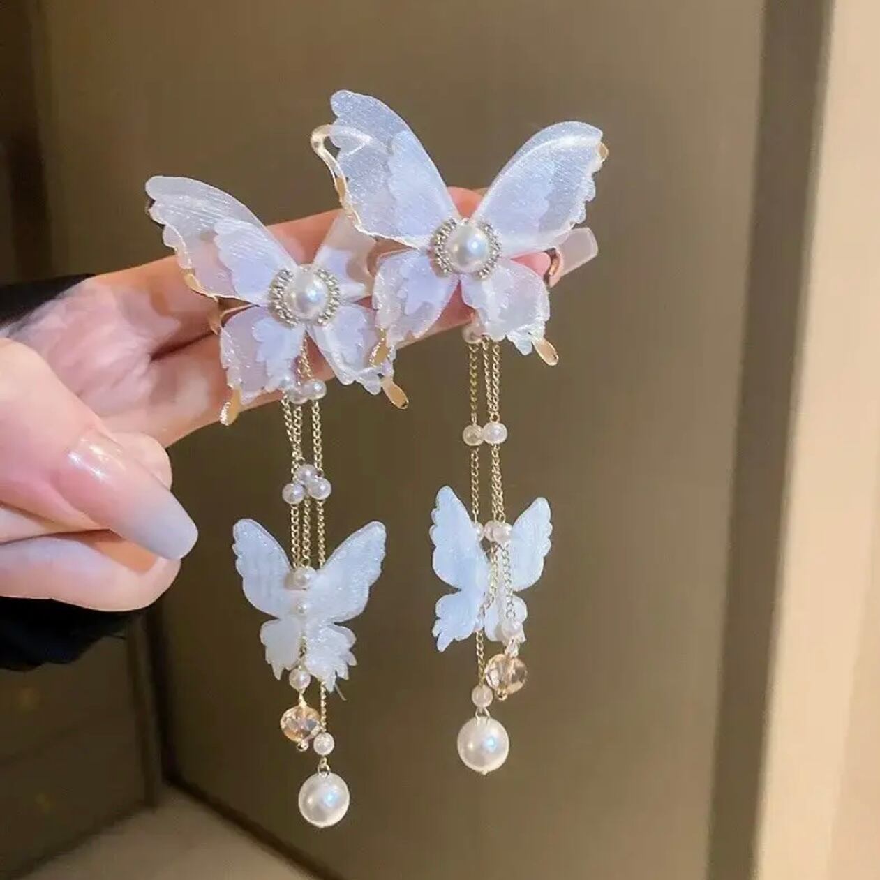 【イヤリングコンバーター対応】2way バタフライピアス~ブライダルピアス~ ≪CP-21≫【結婚式 ピアス イヤリング】