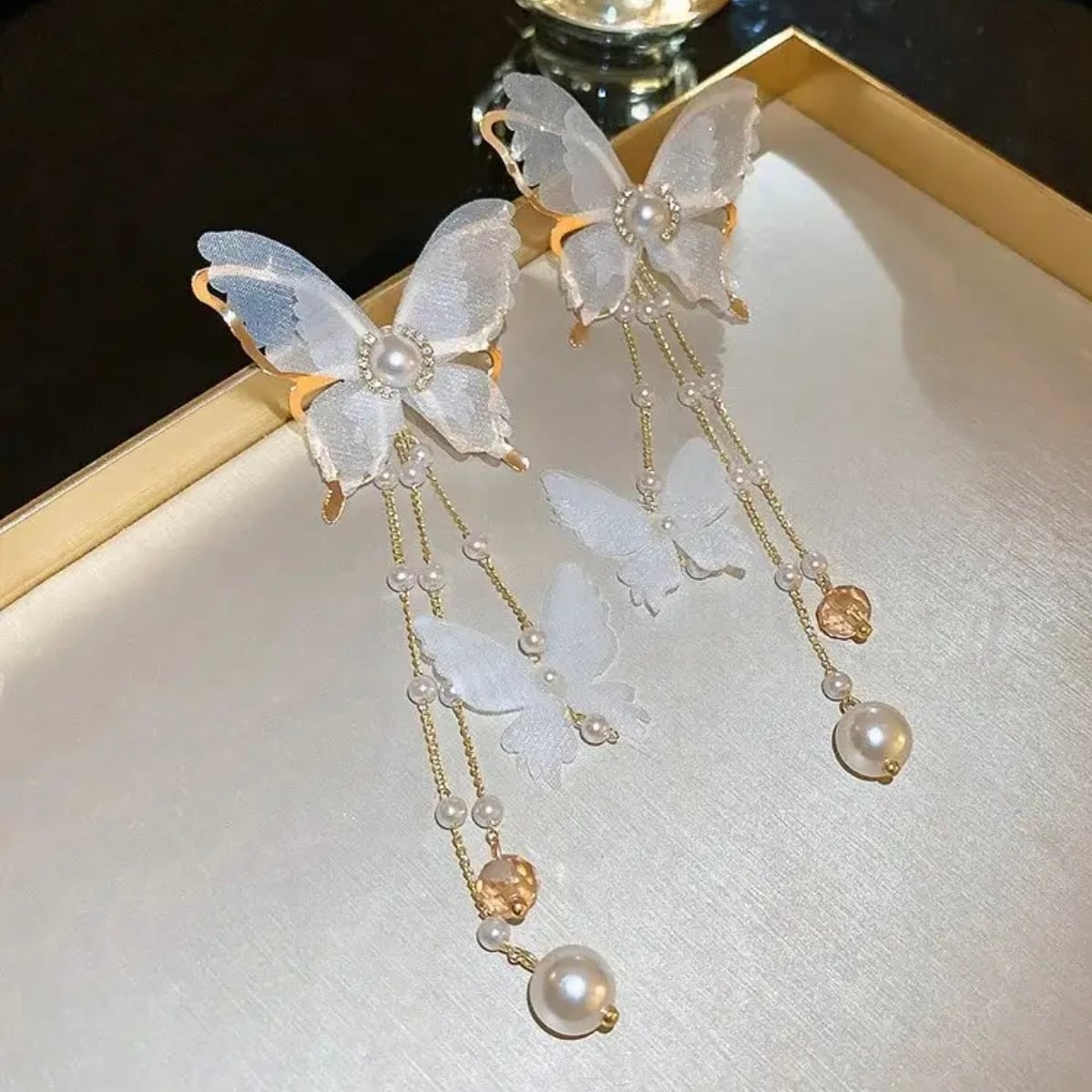 【イヤリングコンバーター対応】2way バタフライピアス~ブライダルピアス~ ≪CP-21≫【結婚式 ピアス イヤリング】